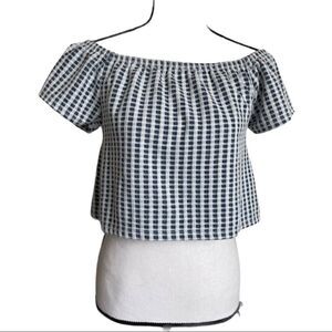Zara Trafaluc Blue and White Crop Top‎